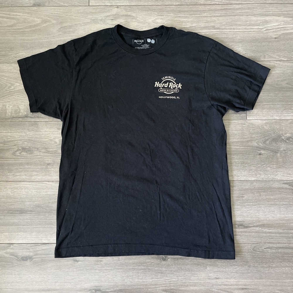 Seminole Hard Rock Hollywood Men's L T Shirt Black Roulette Short Sleeve